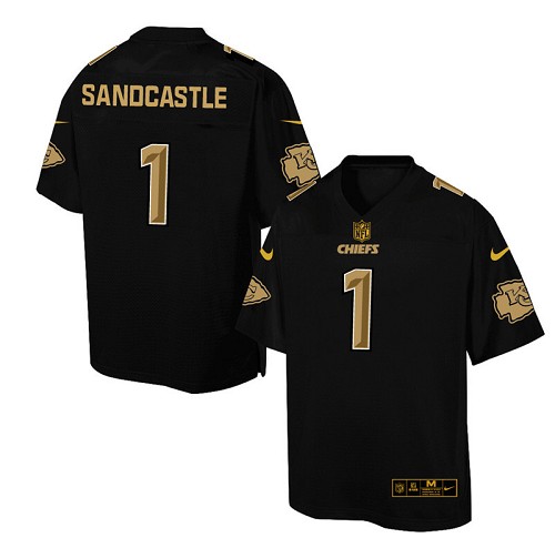 Men's Elite Leon Sandcastle Nike Jersey Black - #1 Pro Line Gold Collection NFL Kansas City Chiefs